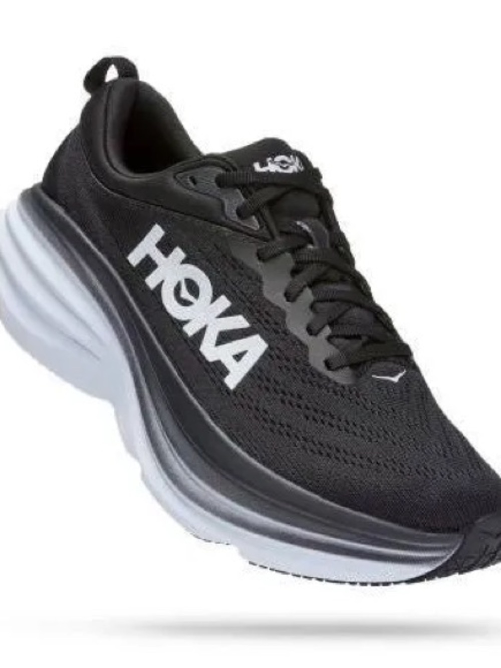 Hoka Bondi 8 Running Shoes Womens 7D Black White Max Cushion Wide